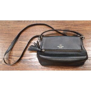 Kate Spade Black Cow Leather Crossbody Handbag Purse New